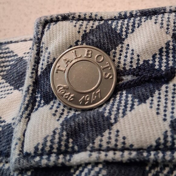 Talbots Denim A-Line Fancy Gingham Blue & White Skirt Women's Size 16/18 - Picture 5 of 14